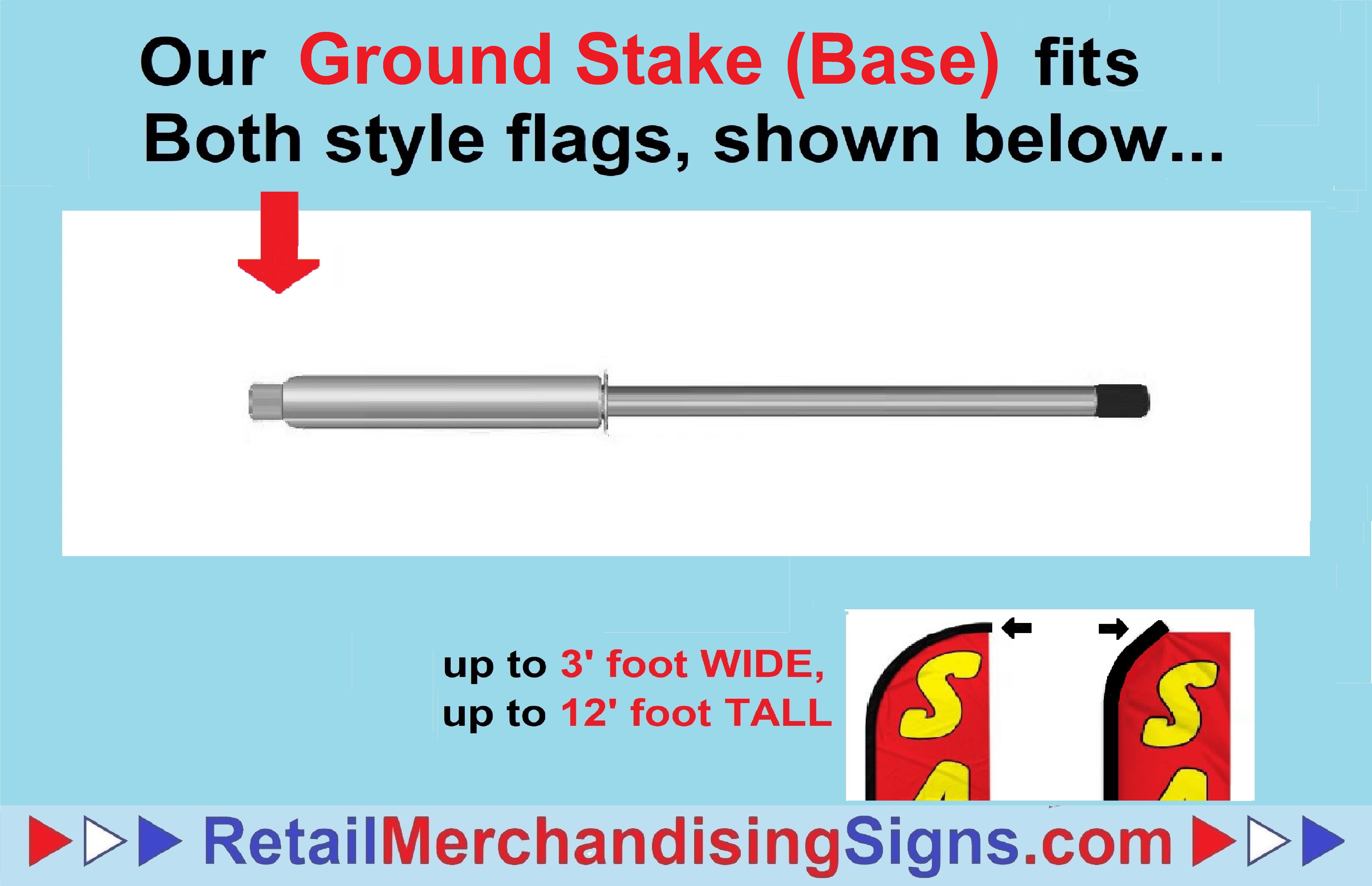 GROUND STAKE BASE (1 piece) fits WINDLESS & FEATHER style flag polestyle flags